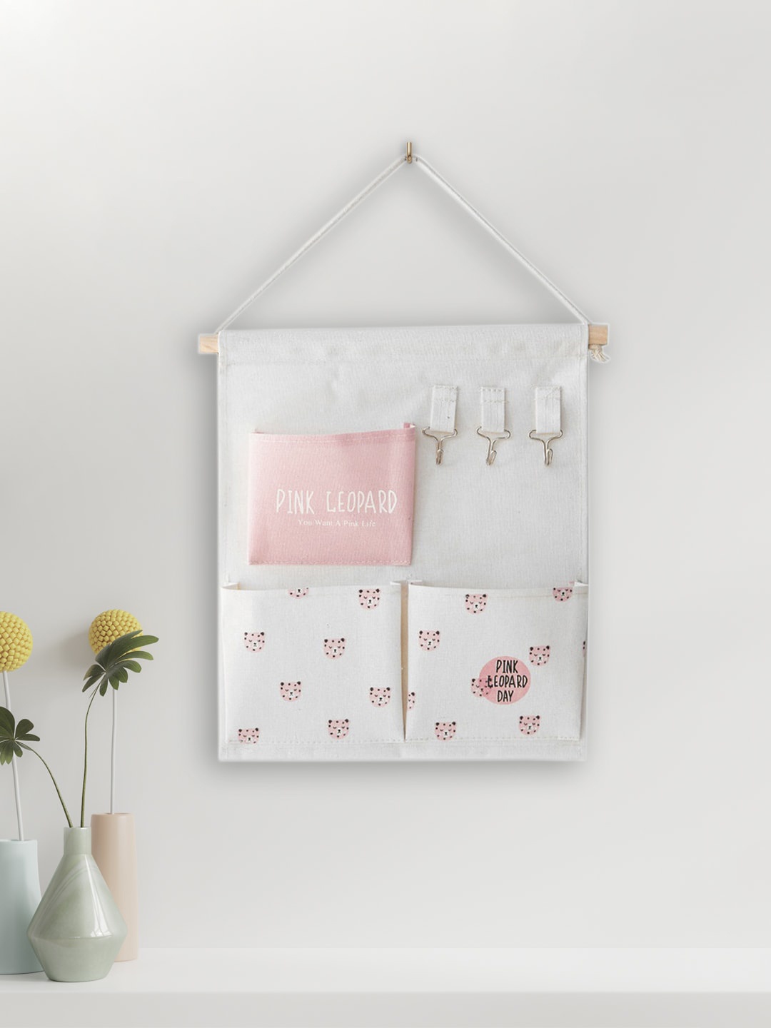 

MARKET99 White & Pink Printed Wall-Hanging Organisers