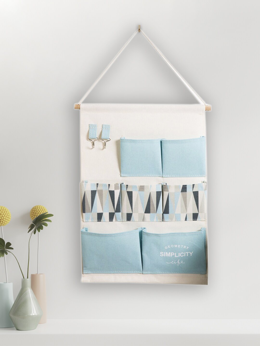 

MARKET99 Blue & White Printed Multi-Utility Wall Hanging Organiser
