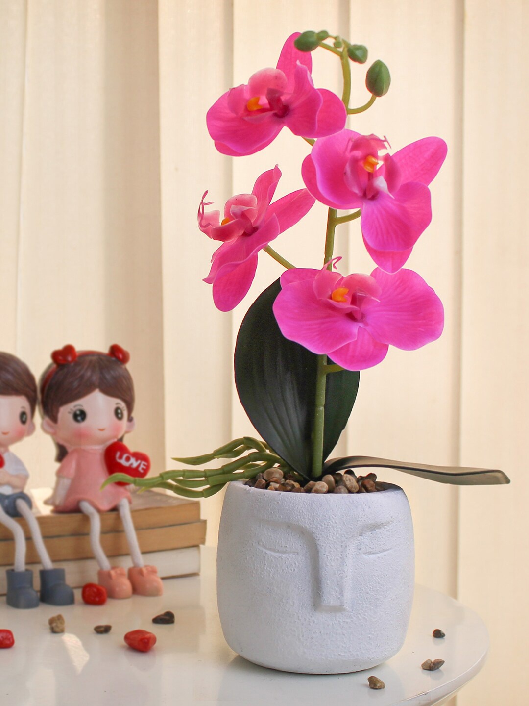 

TIED RIBBONS Pink Orchid Artificial Flowers and Plants With Pot, Multi