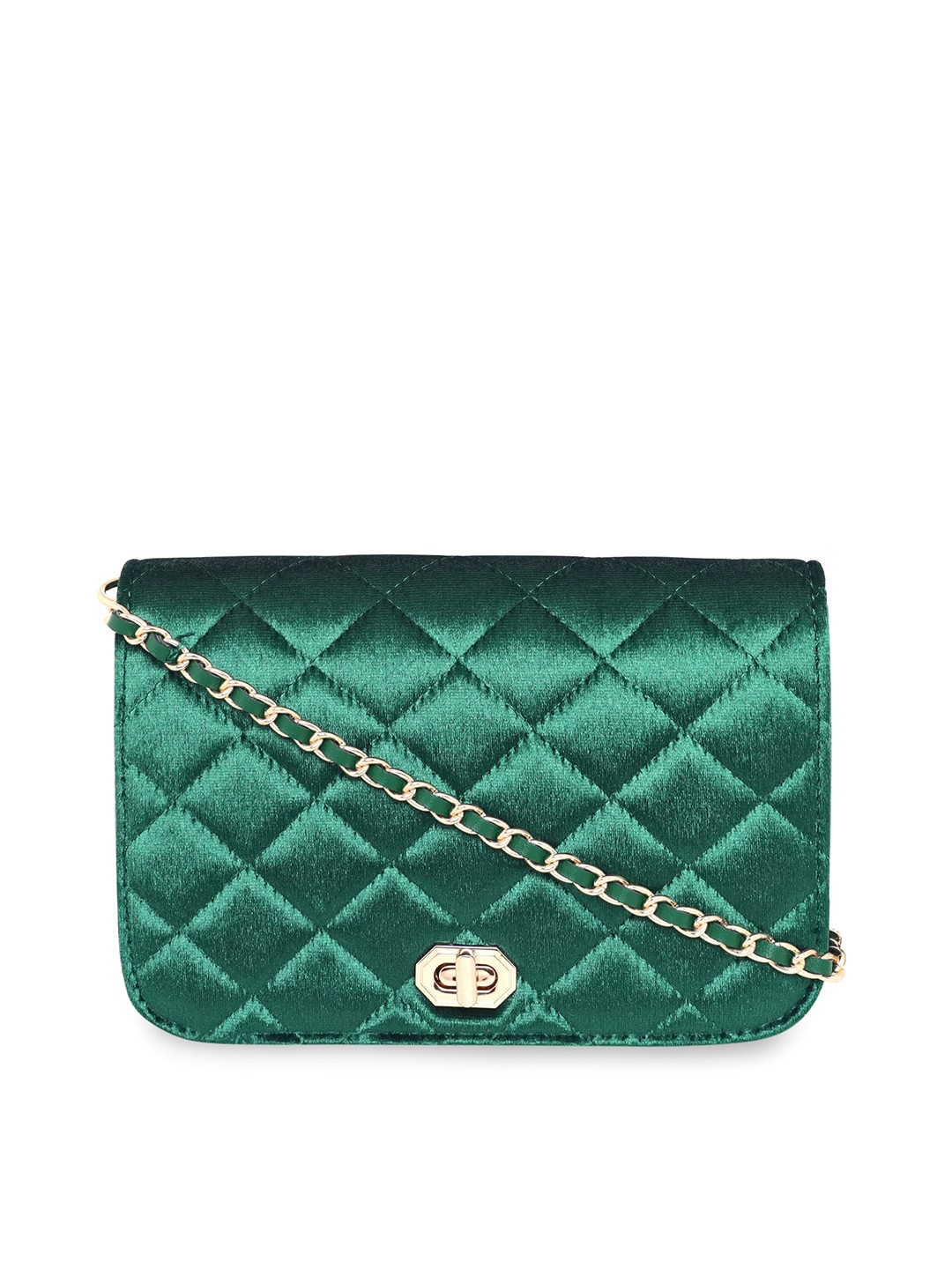 

Accessorize London Women Erin Quilted Velvet Sling Bag, Green