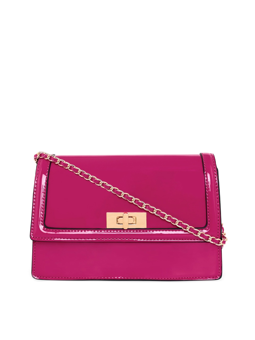 

Accessorize London Women Amelia Patent Pink Sling Bag, Fuchsia