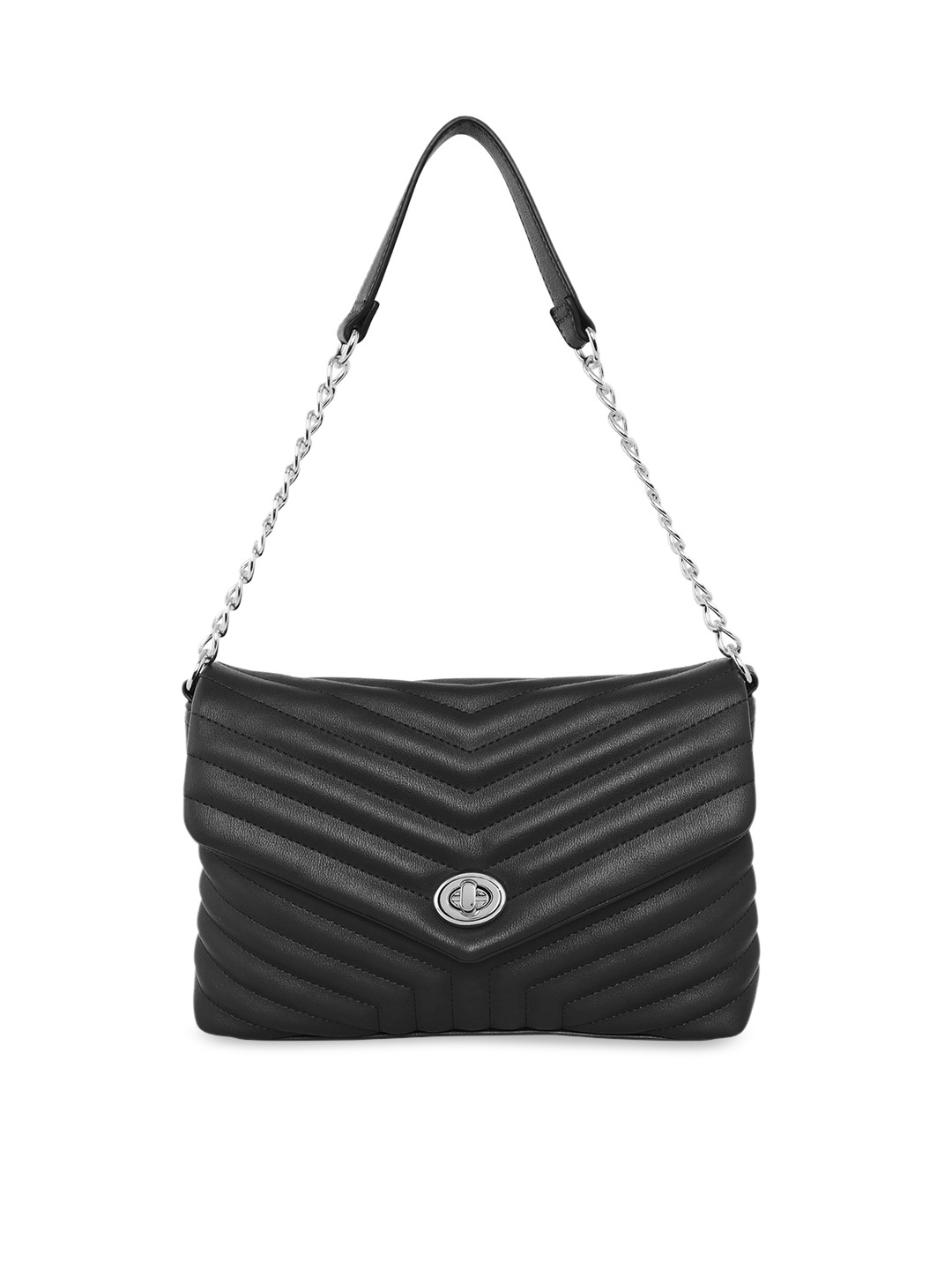 

Accessorize London Women Faux Leather Katie Quilted Chain Shoulder Bag, Black