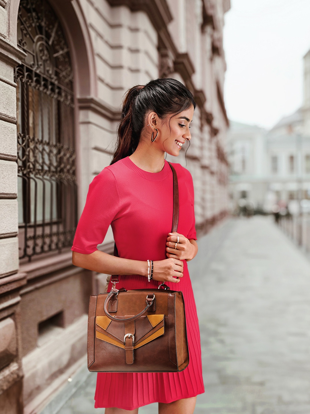 

Accessorize Brown Structured Handheld Bag