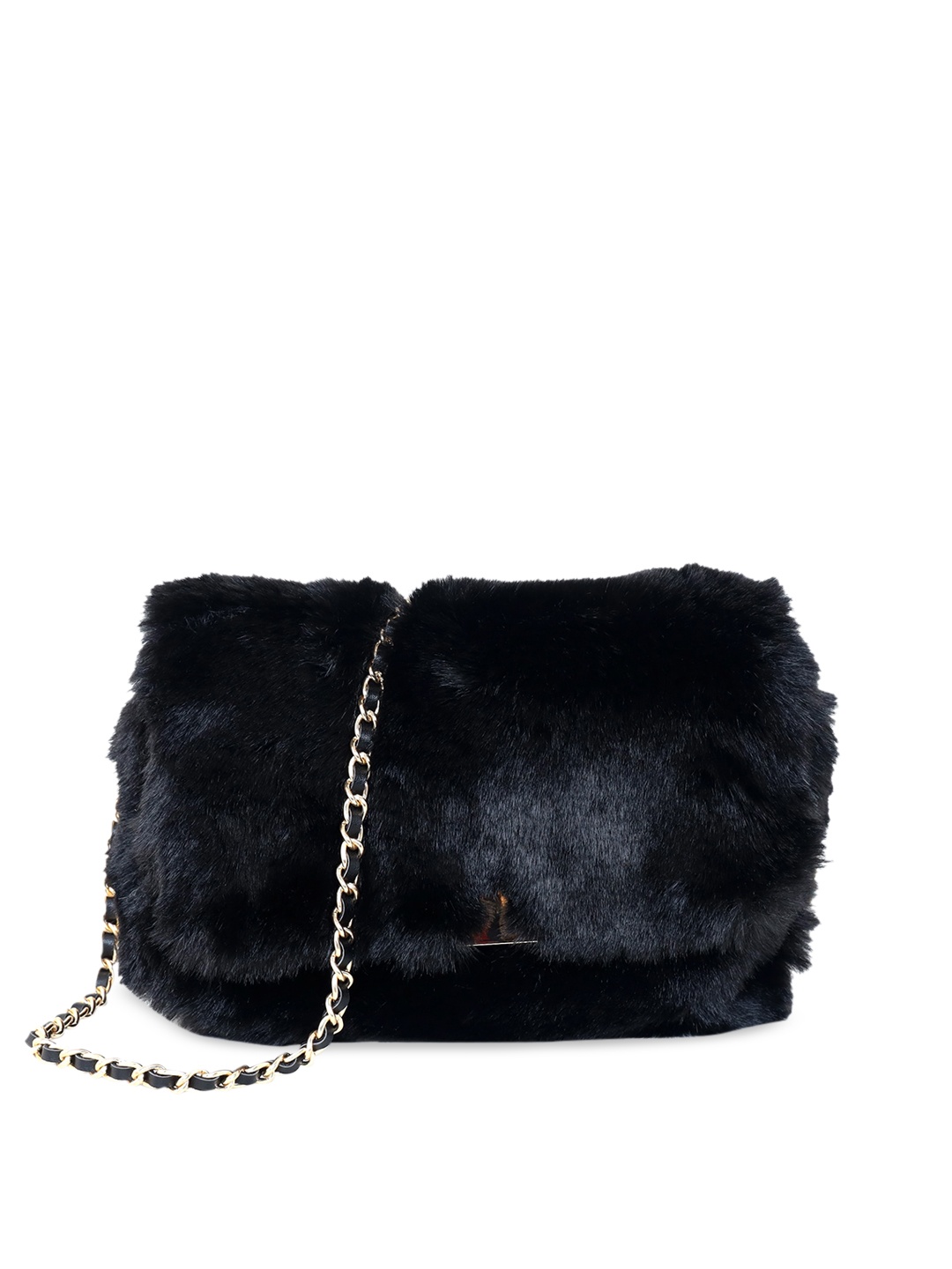 

Accessorize London Women Faux Leather Maya Faux Fur Sling Bag, Black