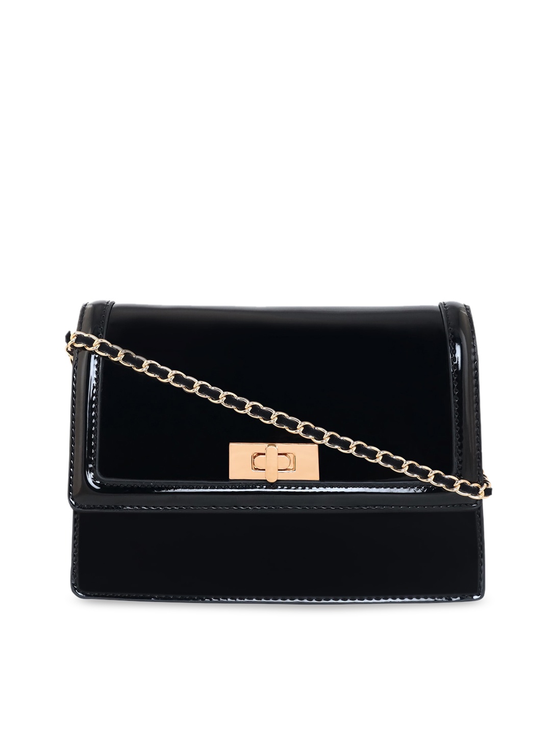 

Accessorize London Women Amelia Patent Sling Bag, Black