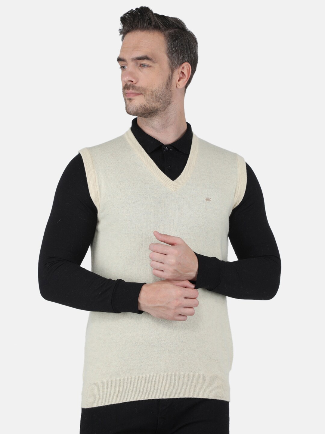 

Monte Carlo Men Wool Sweater Vest, Off white