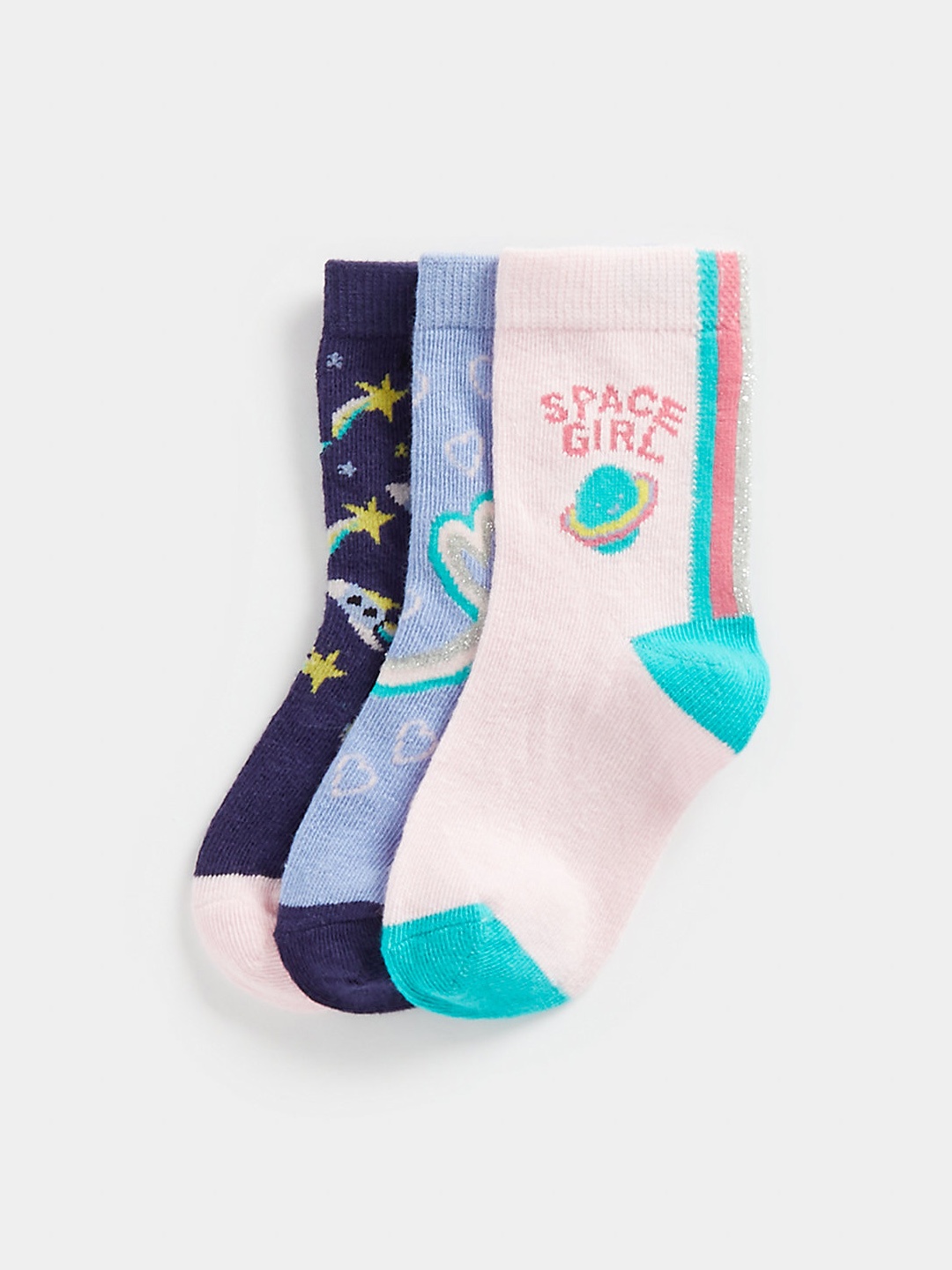 mothercare Girls Pack of 3 Ankle Length Socks, Pink