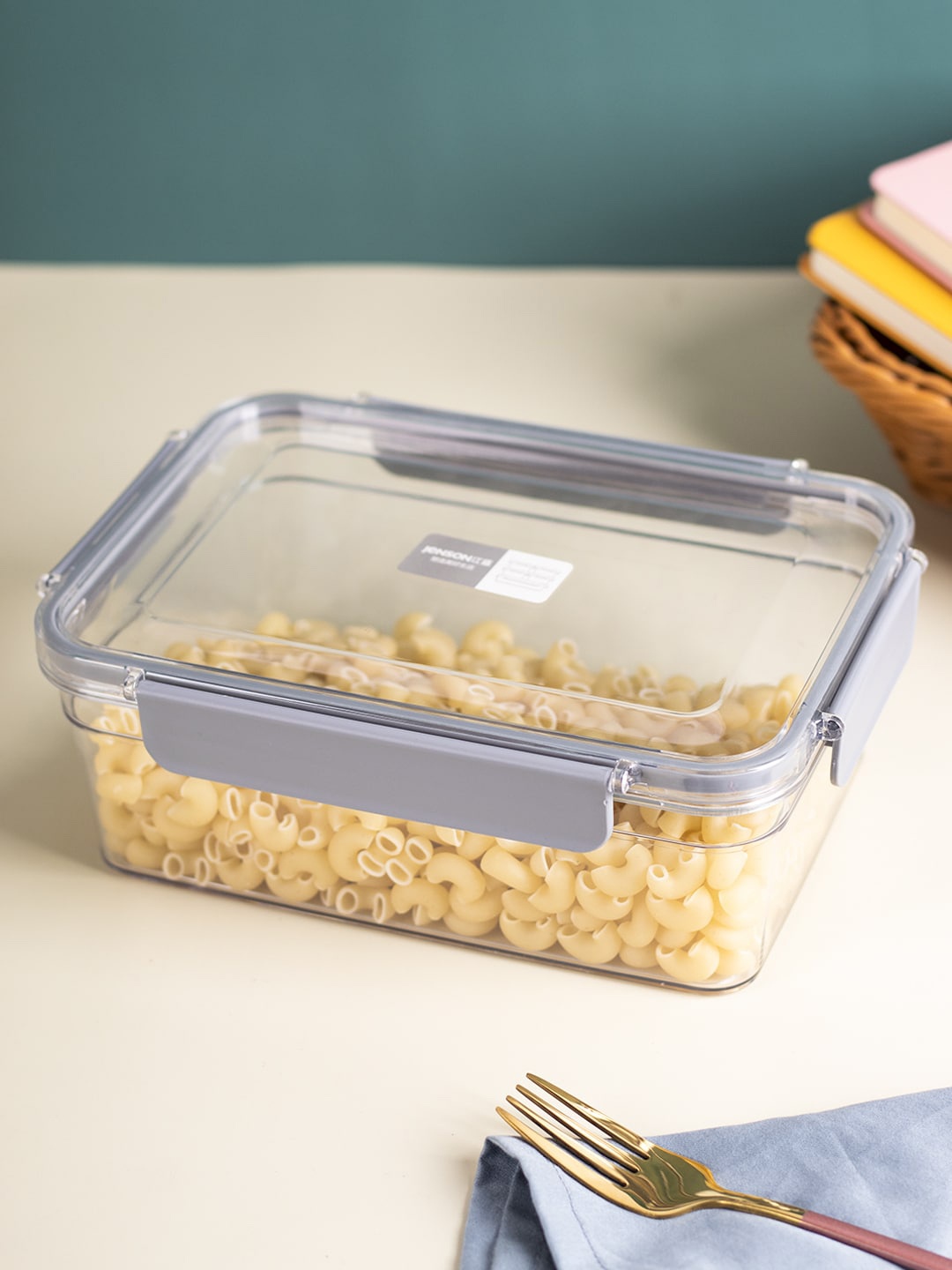 

MARKET99 Transparent & Gray Rectangular Plastic Air Tight Container