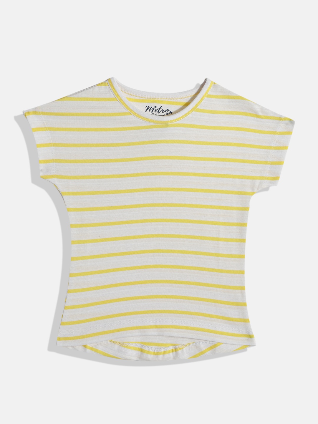 

METRO KIDS COMPANY White & Yellow Striped Pure Cotton Crop Top