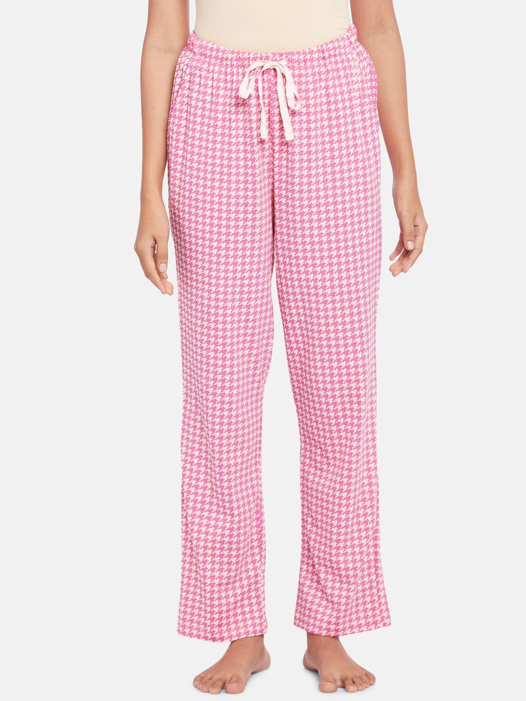 

Dreamz by Pantaloons Women Pink & White Printed Pure Cotton Lounge Pant