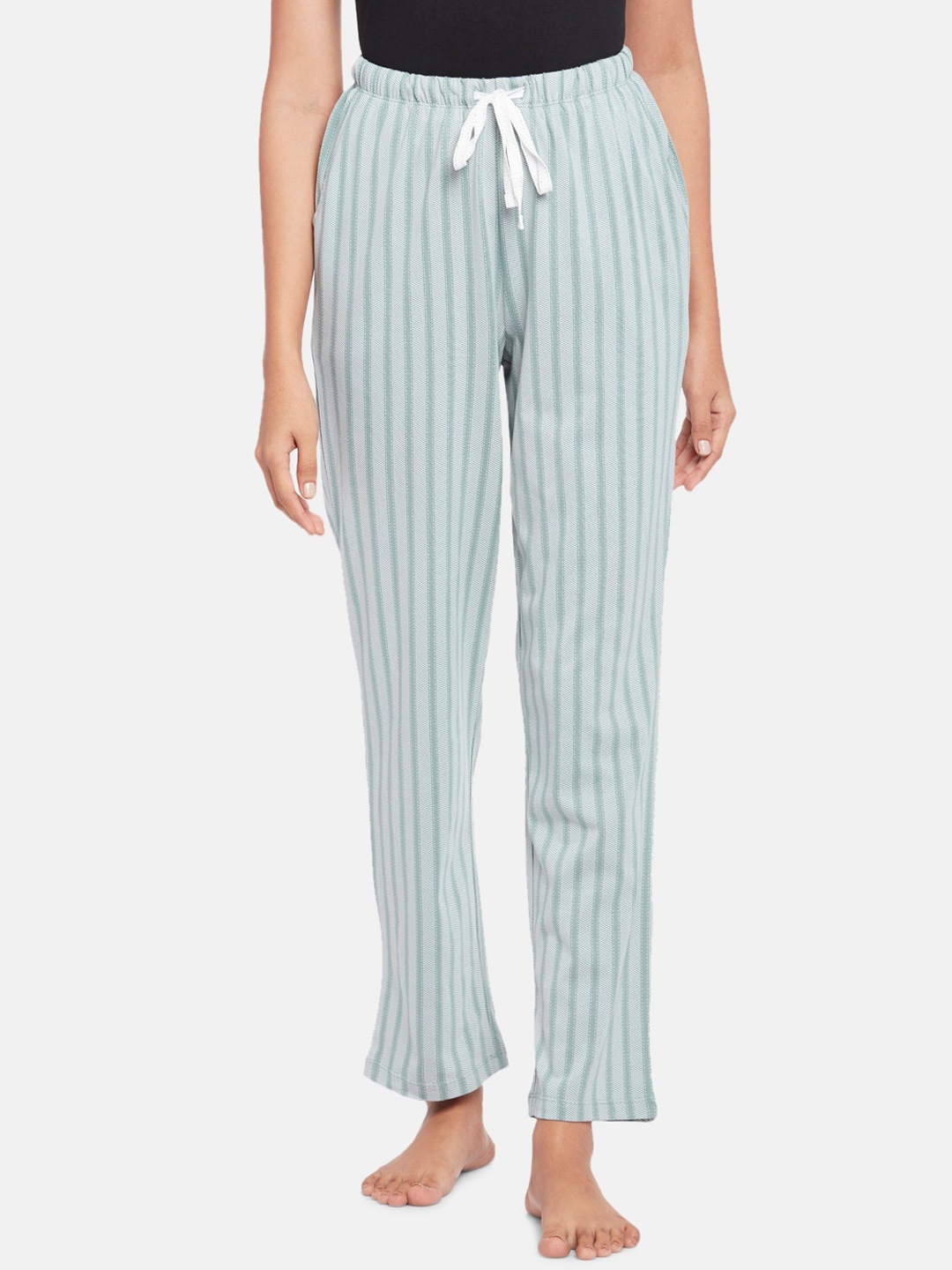 

Dreamz by Pantaloons Women Striped Cotton Lounge Pants, Olive