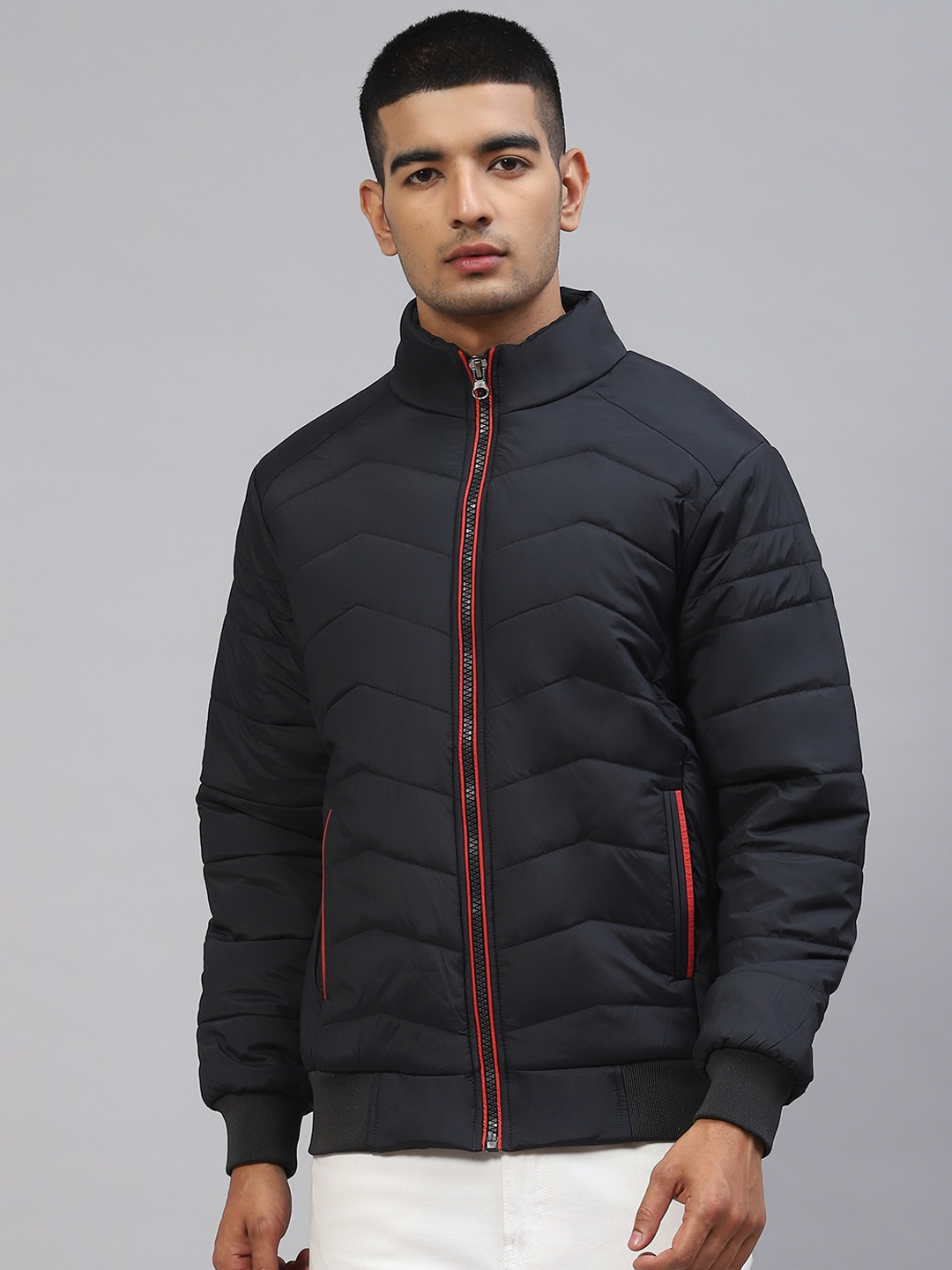 

Foreign Culture By Fort Collins Men Navy Blue Solid Bomber Jacket