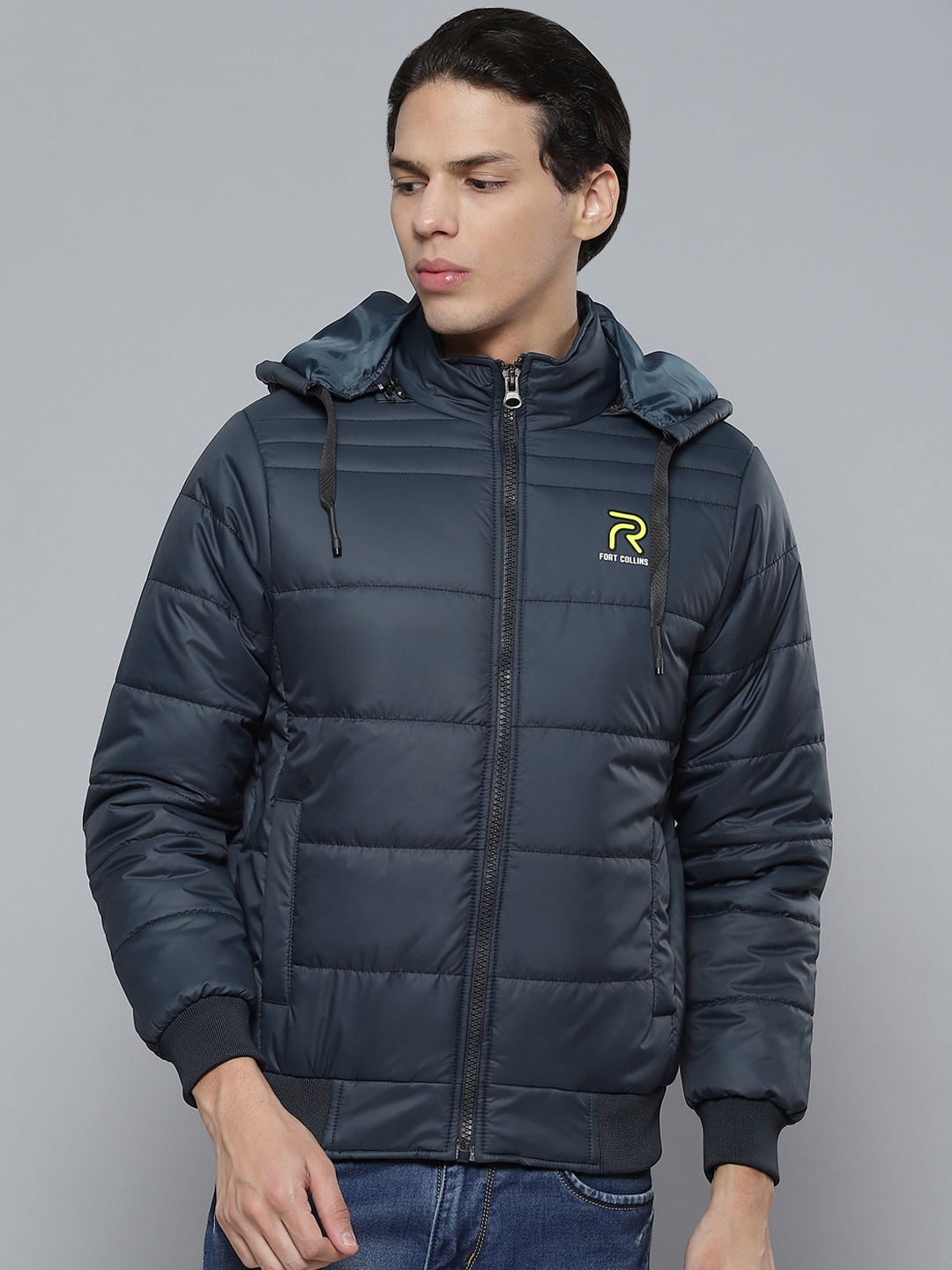 

Fort Collins Men Navy Blue Hooded Padded Jacket