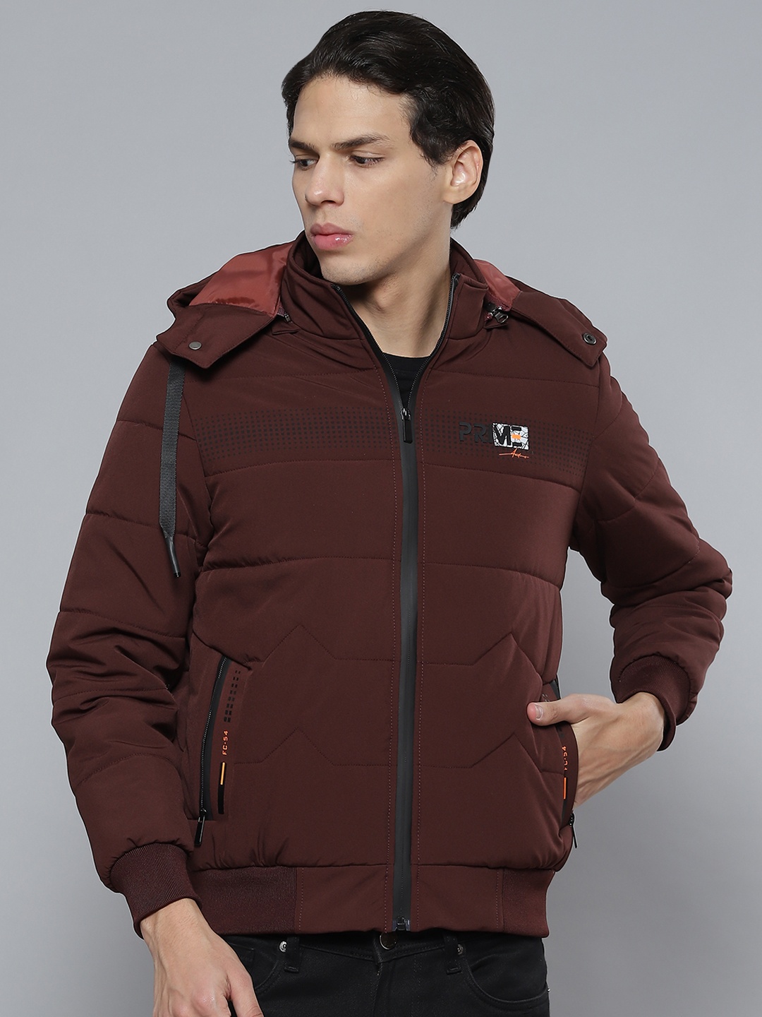 

Fort Collins Men Burgundy Hooded Padded Jacket