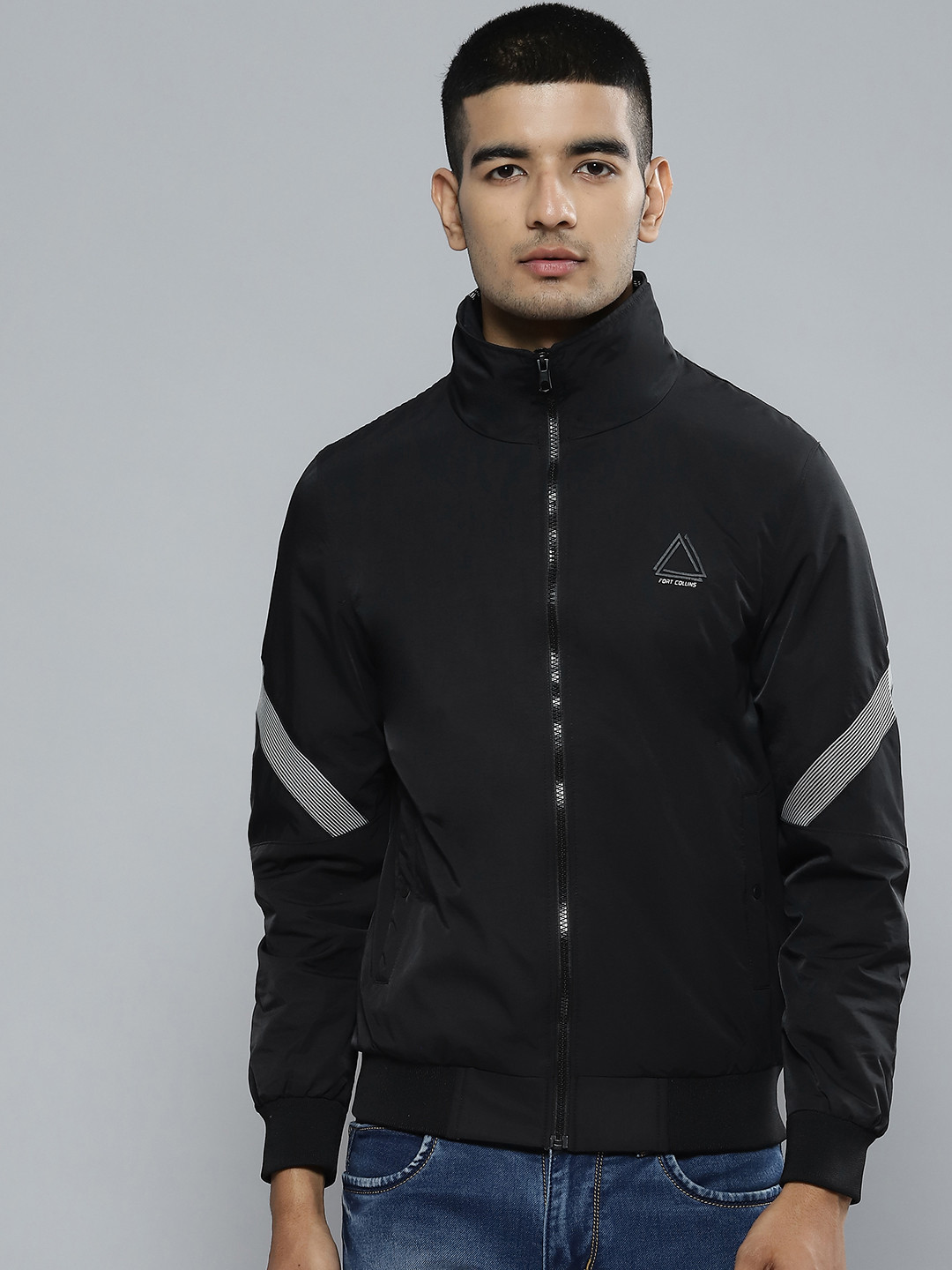 

Fort Collins Men Black Solid Bomber Jacket