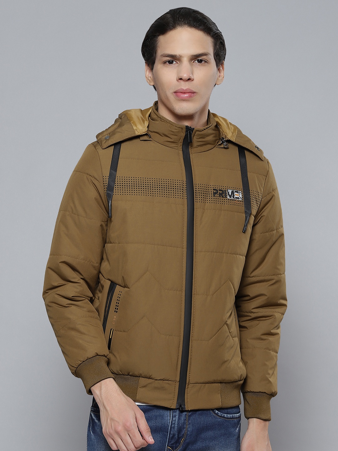 

Fort Collins Men Brown Hooded Bomber Jacket