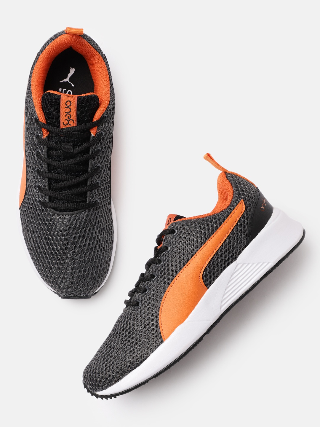 

one8 x PUMA Men Grey & Orange Virat Kohli Ace Sneakers