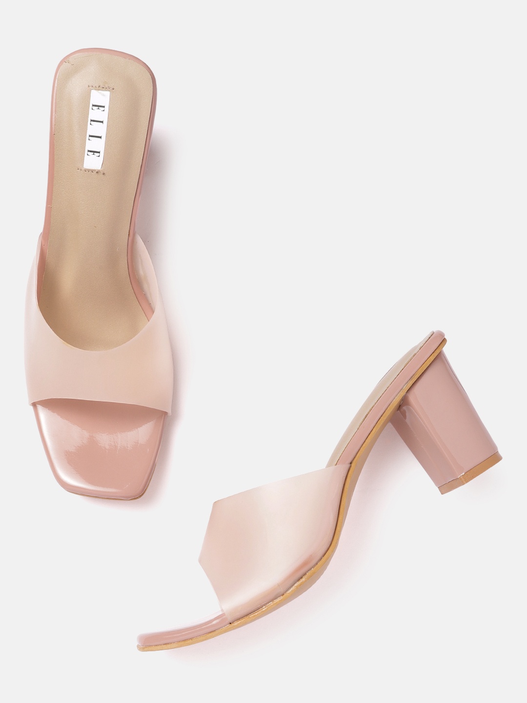 

ELLE Peach-Coloured Solid Block Heels