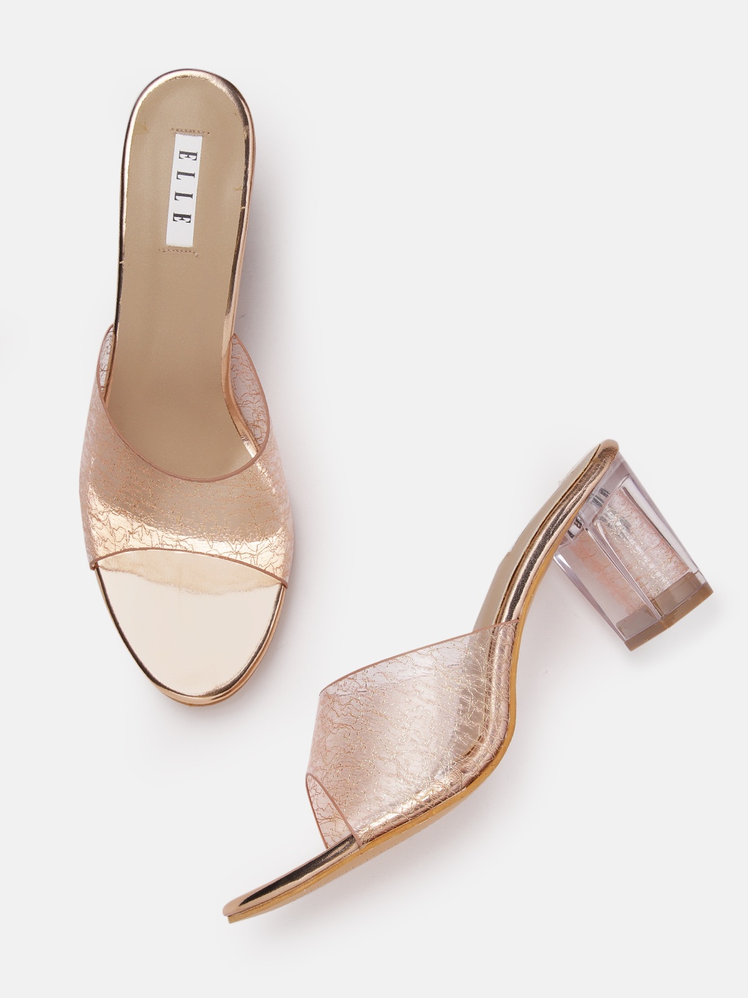 

ELLE Pink & Transparent Textured Block Heels