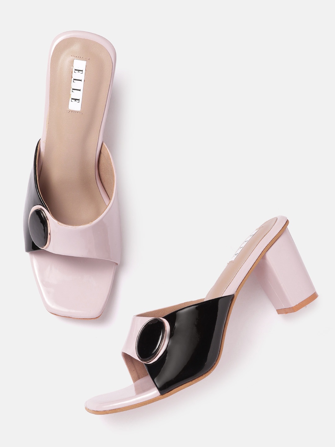 

ELLE Lilac & Black Colourblocked Block Heels, Lavender