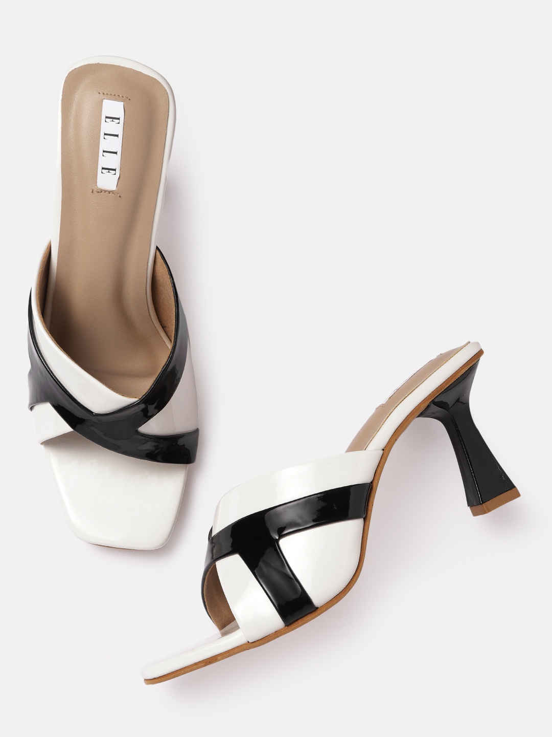 

ELLE White & Black Colourblocked Block Heels