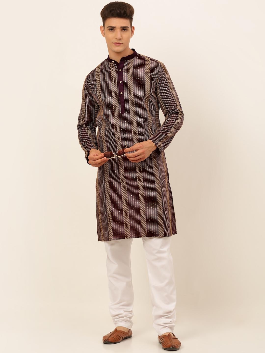 

Jompers Men Purple Kurta with Pyjamas