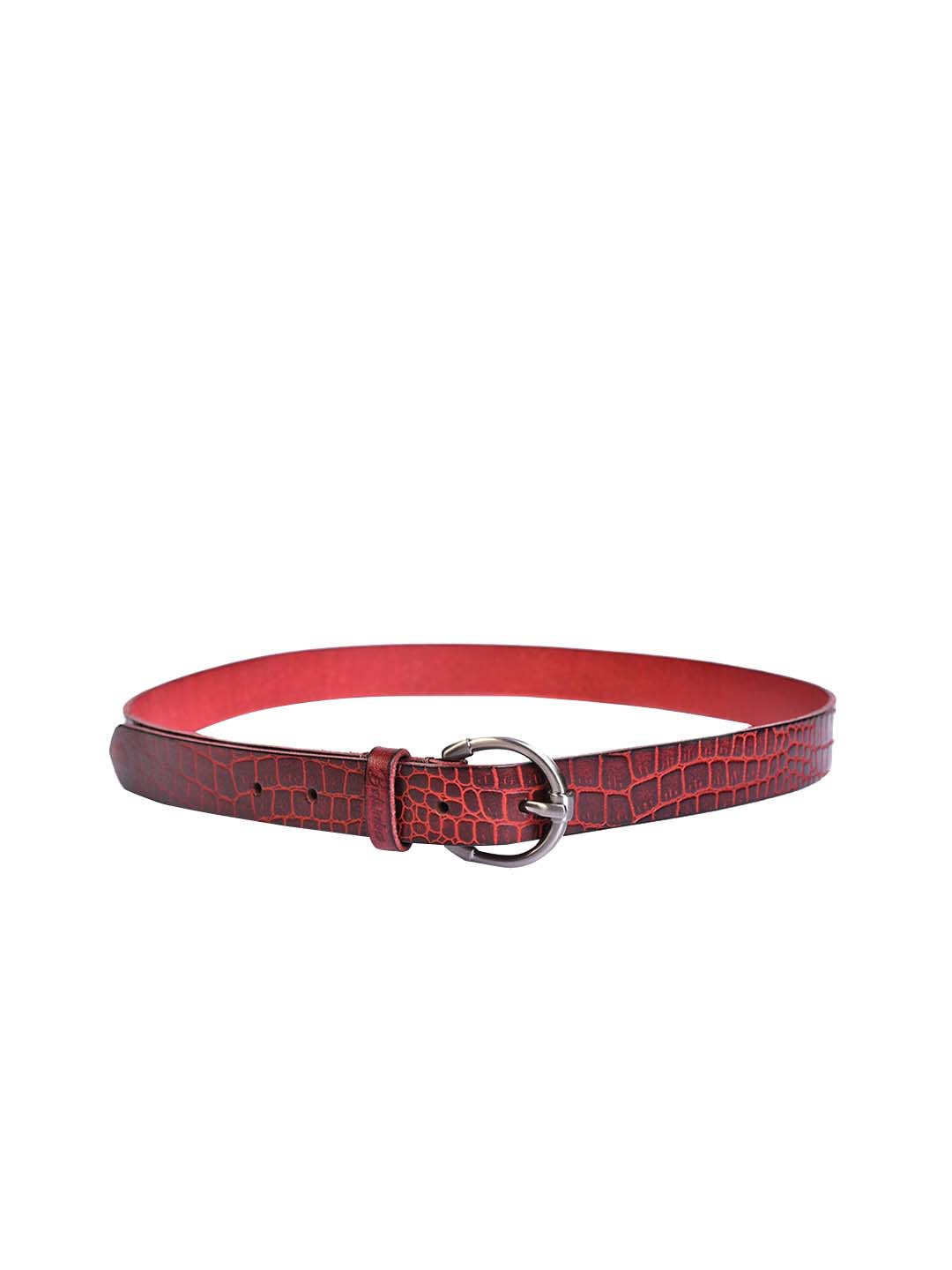 

Belwaba Women Red Textured Leather Belt