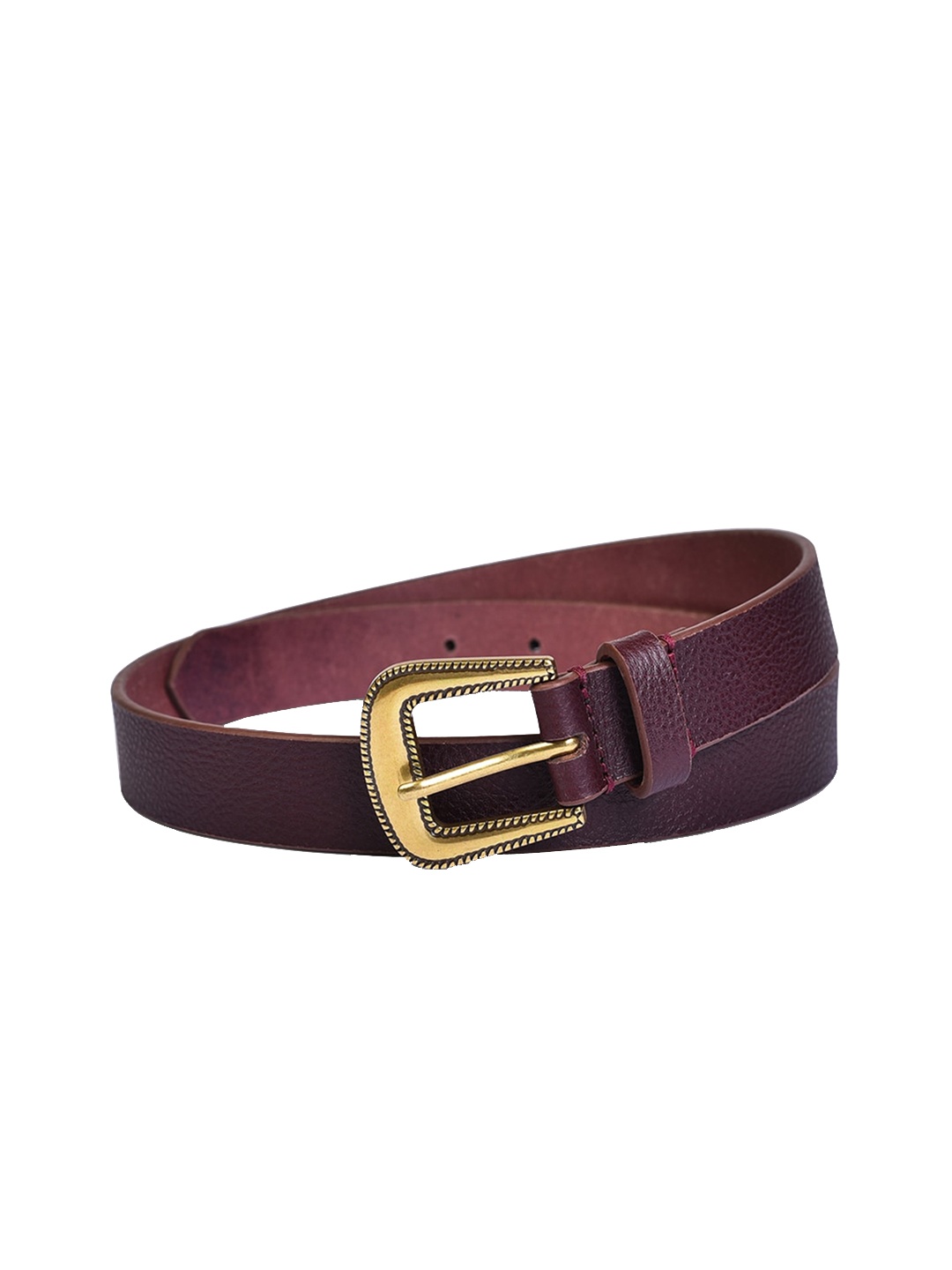 

Belwaba Women Brown Textured Leather Belt