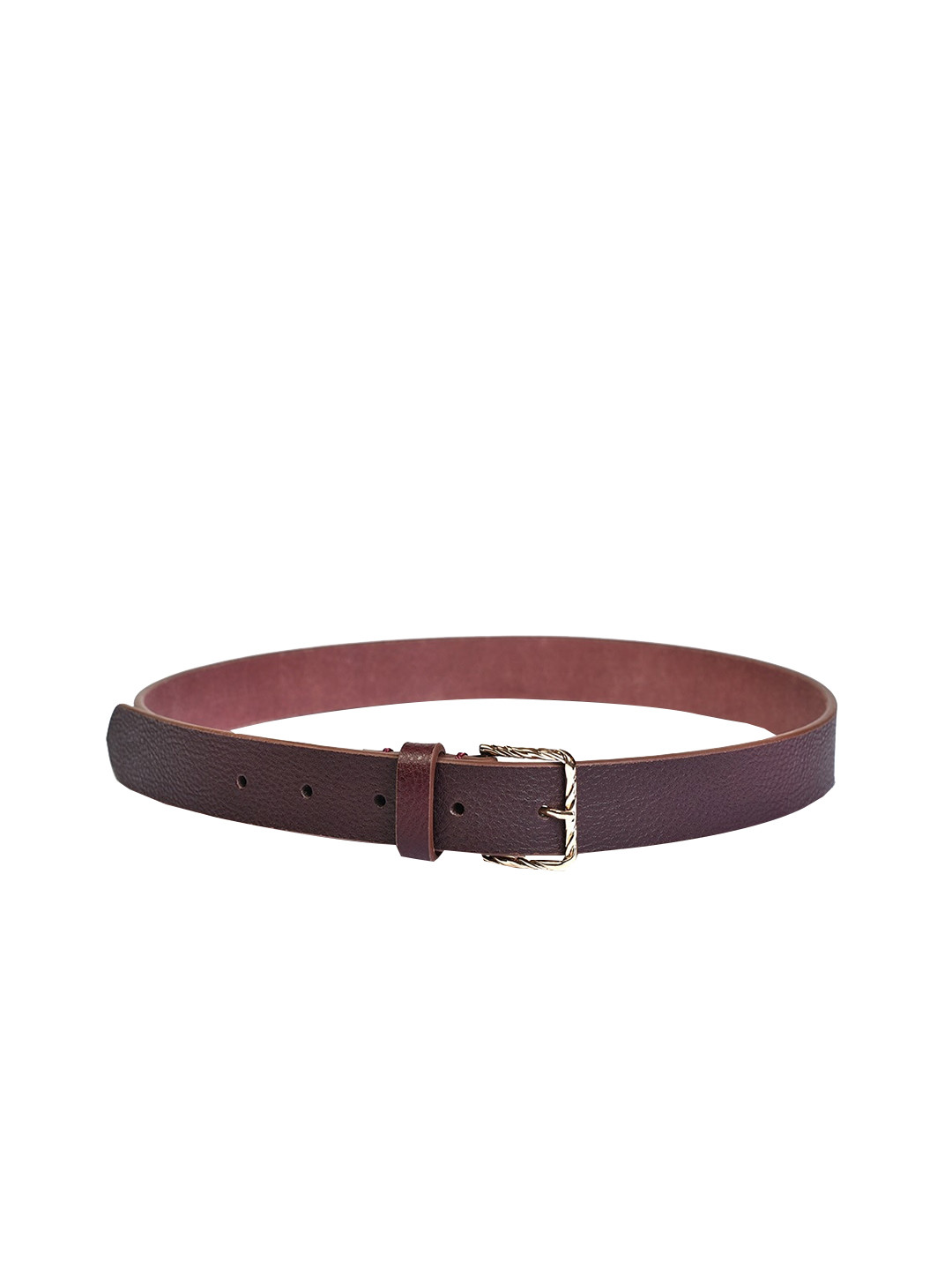 

Belwaba Women Brown Textured Leather Formal Belt