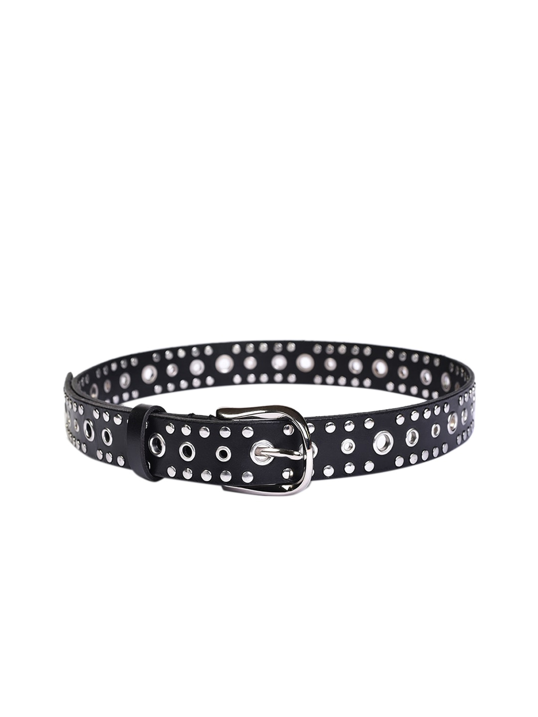 

Belwaba Women Black Embellished Leather Belt