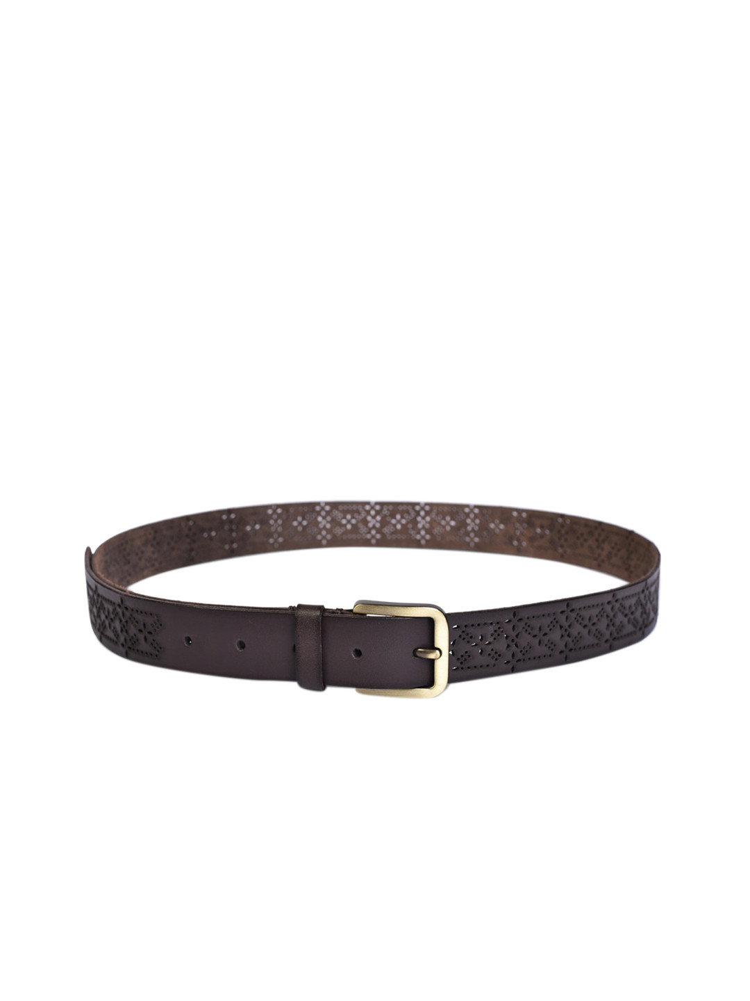 

Belwaba Women Brown Textured Leather Belt
