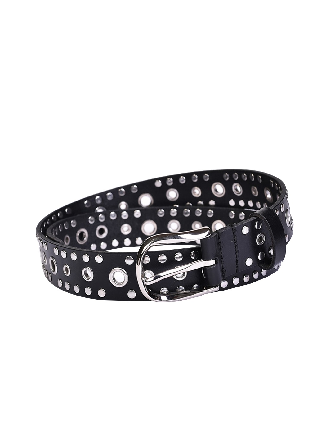 

Belwaba Women Black Textured Leather Belt