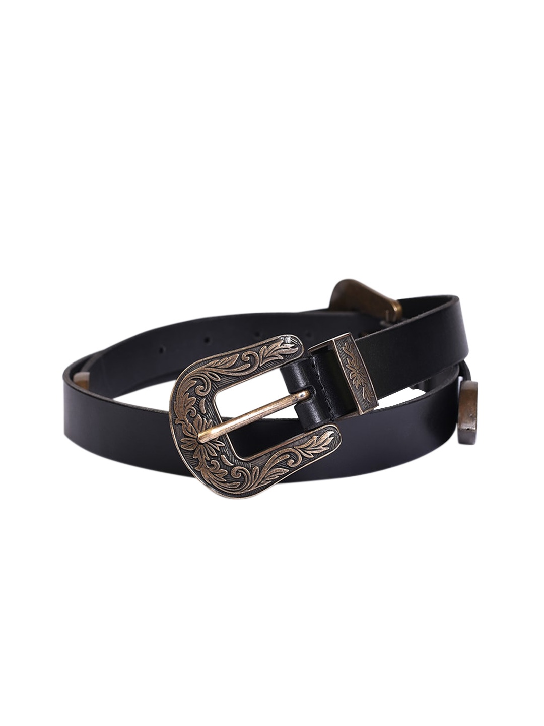 

Belwaba Women Black Solid Double Buckle Belt