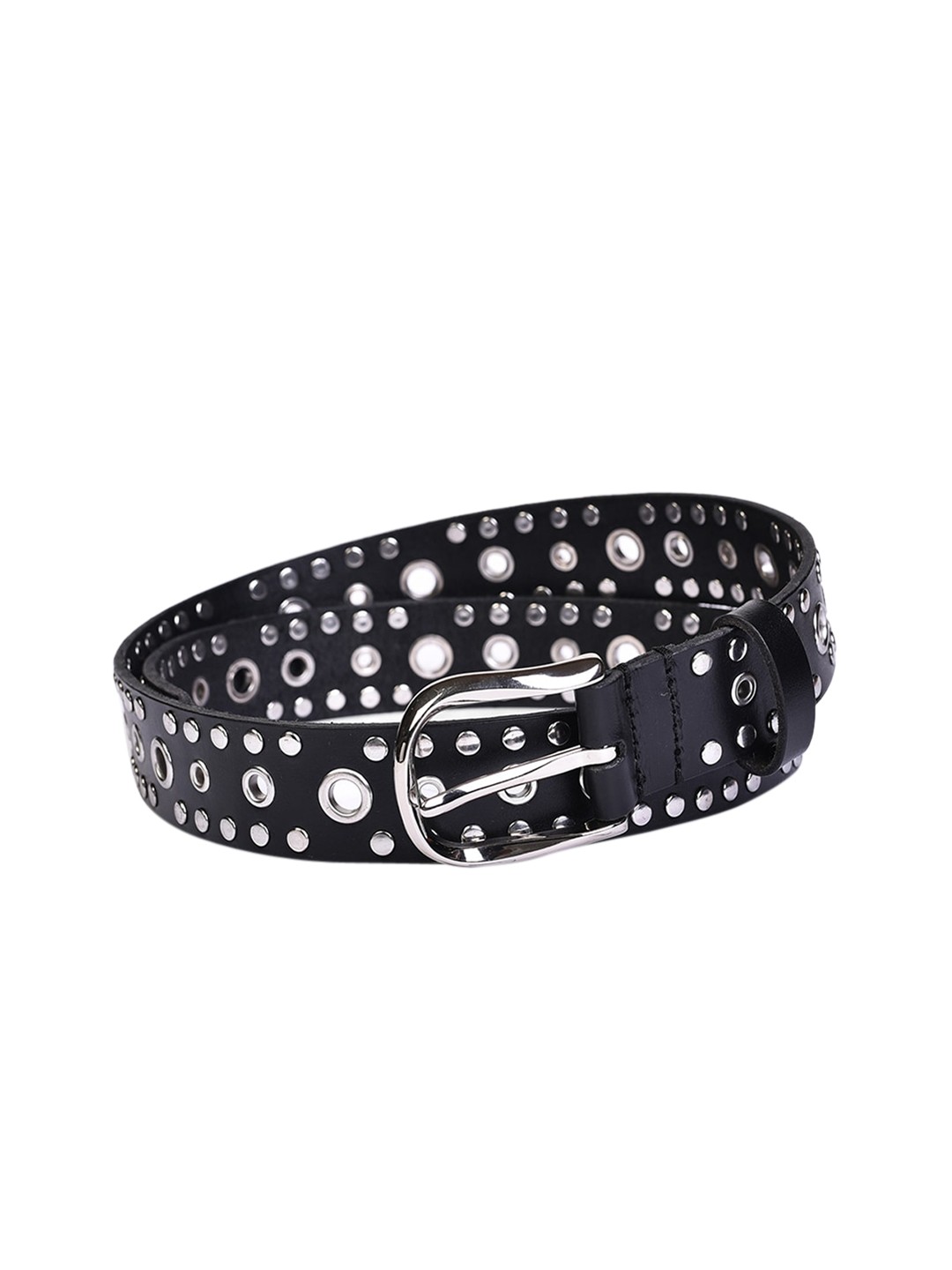 

Belwaba Women Black Embellished Leather Belt