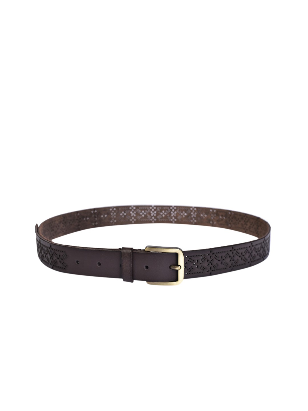 

Belwaba Women Brown Textured Leather Belt