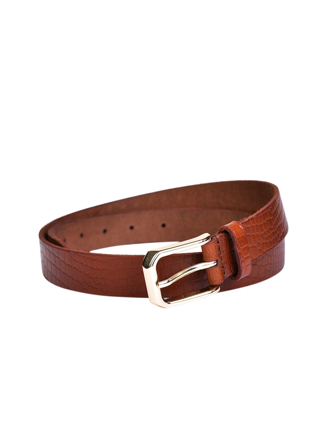 

Belwaba Women Tan Textured Leather Formal Belt