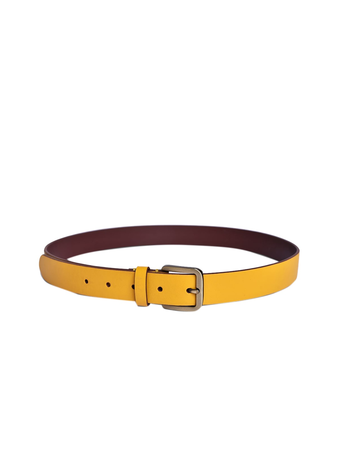 

Belwaba Women Yellow Leather Formal Belt