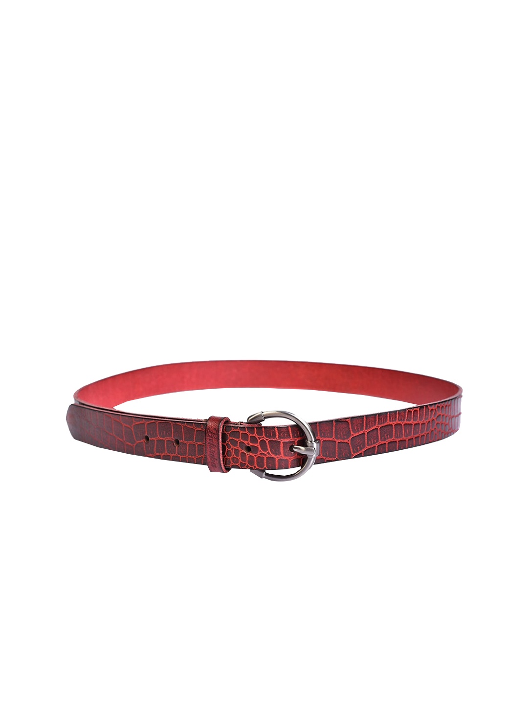 

Belwaba Women Red Textured Leather Belt