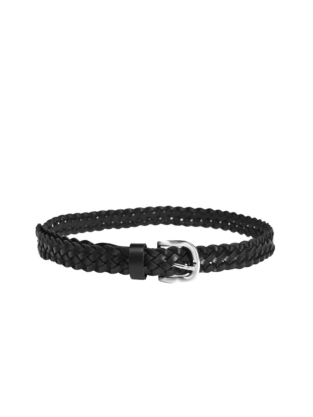 

Belwaba Women Black Braided Leather Belt