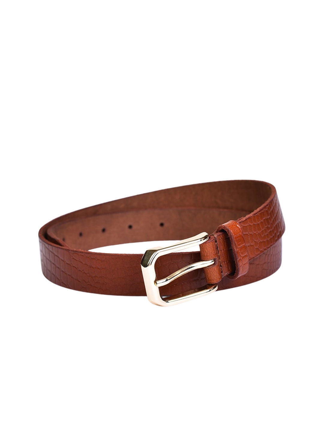 

Belwaba Women Tan Textured Leather Formal Belt