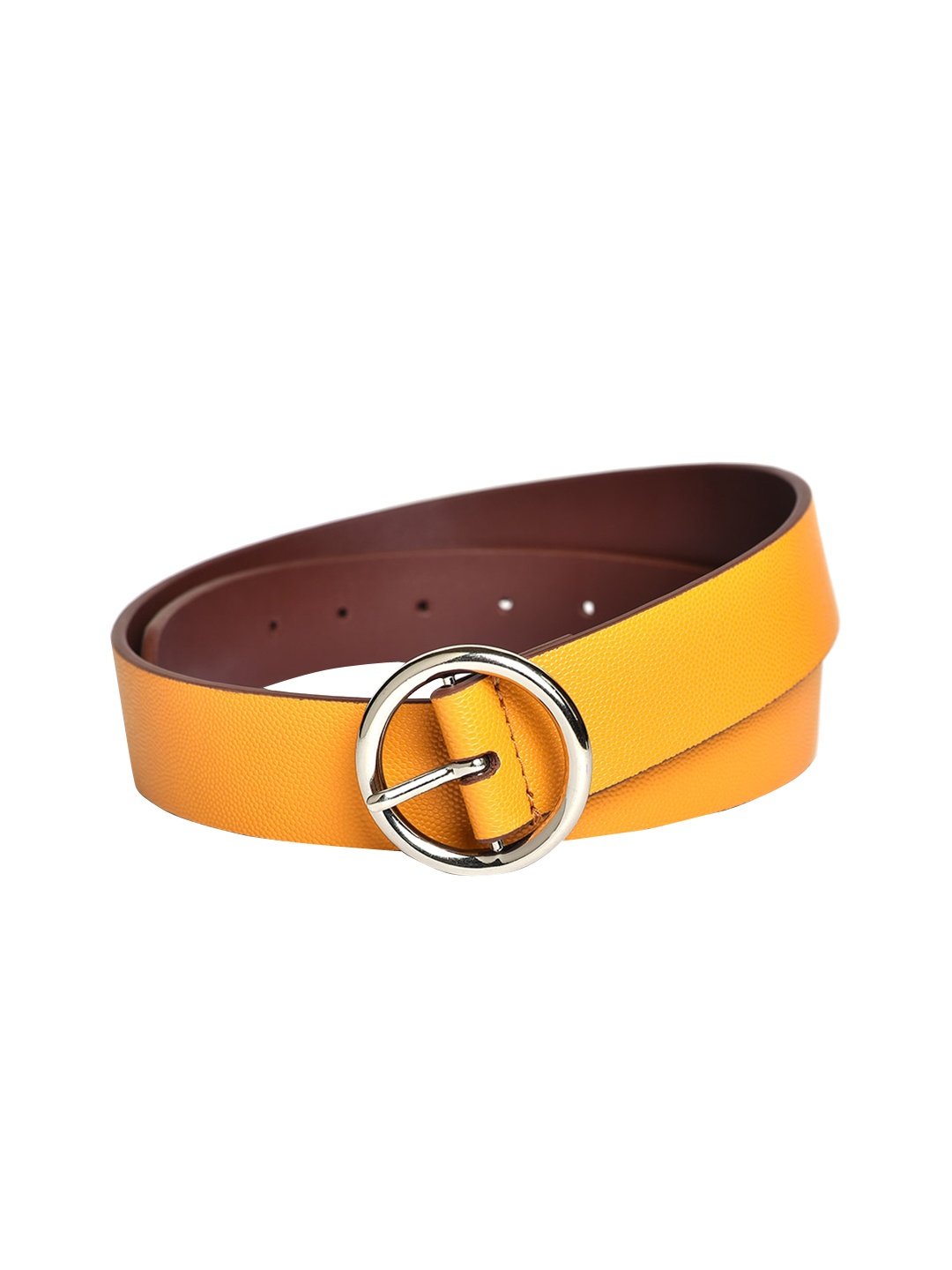 

Belwaba Women Mustard Textured PU Belt