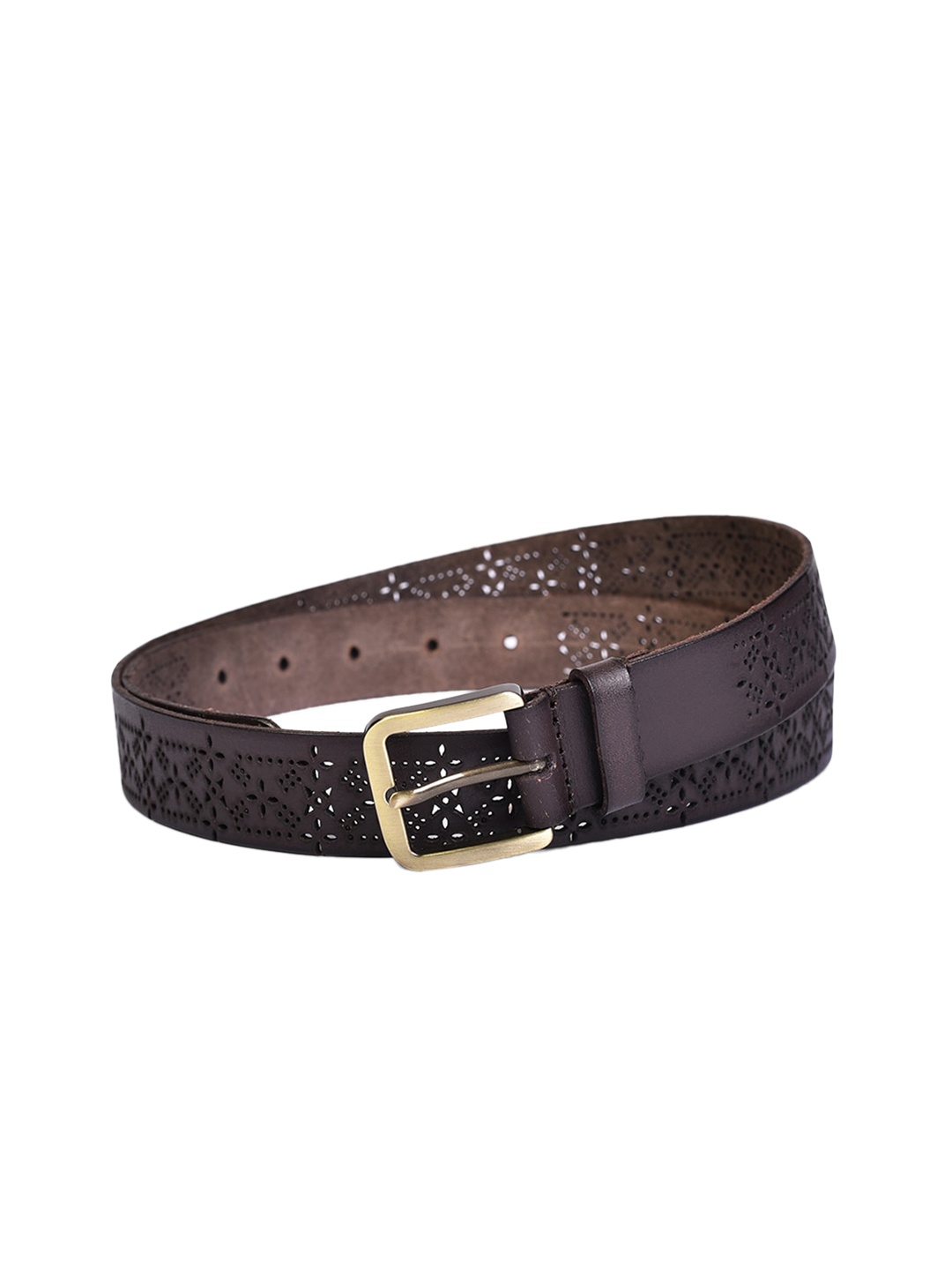 

Belwaba Women Brown Textured Leather Belt