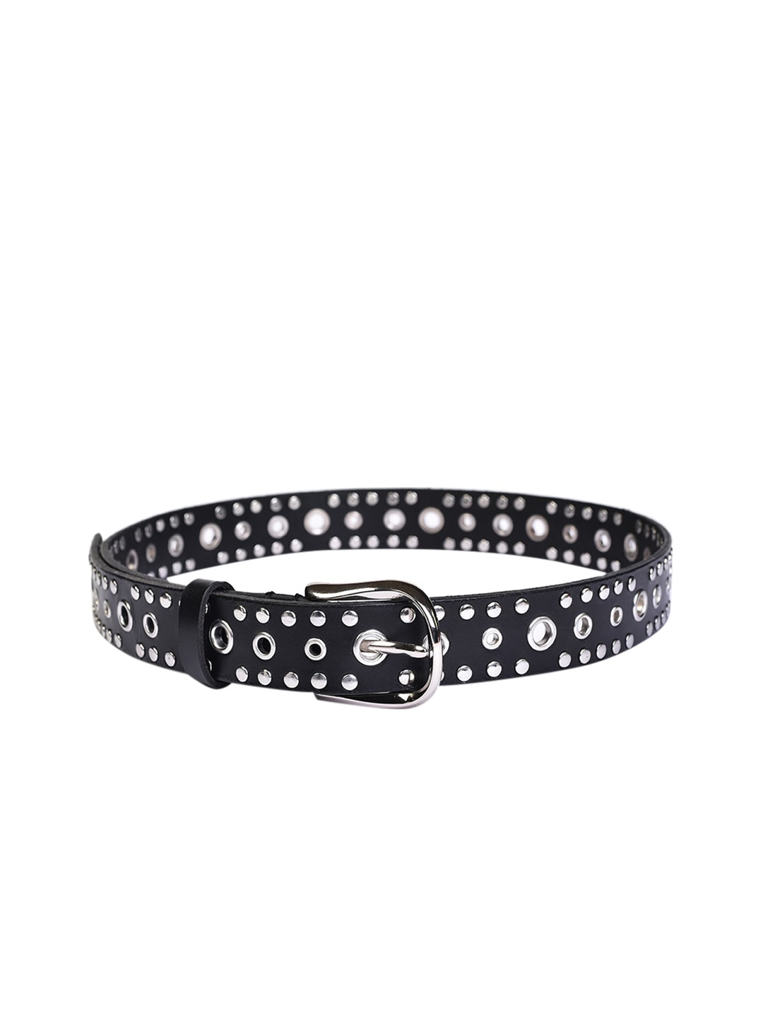 

Belwaba Women Black Textured Leather Belt