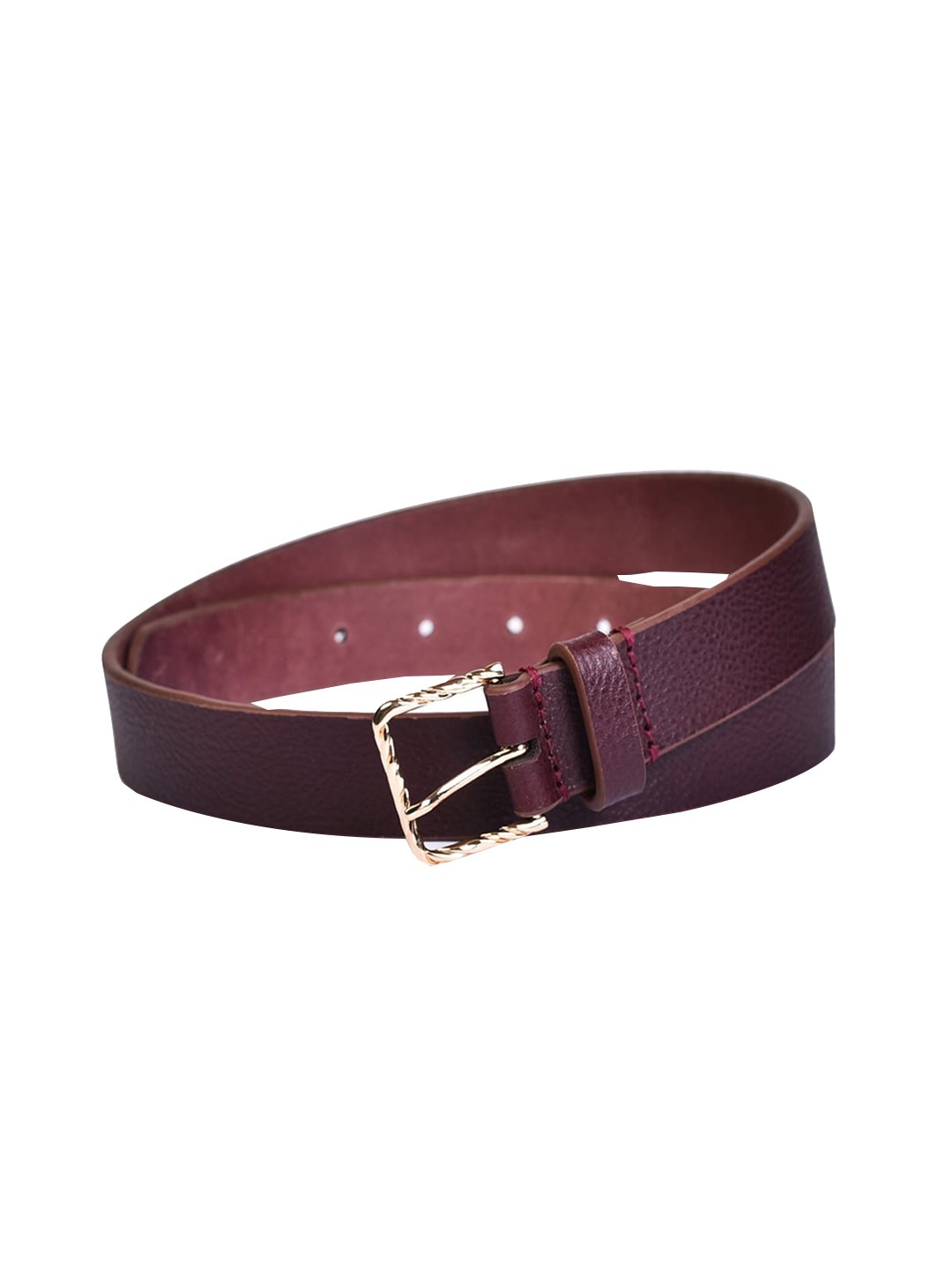 

Belwaba Women Brown Textured Leather Belt