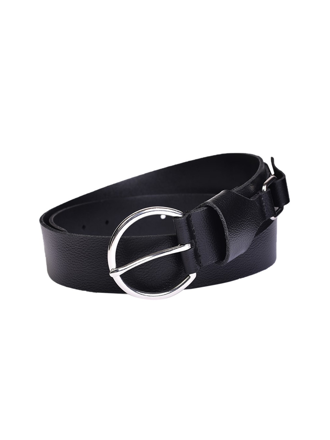 

Belwaba Women Black Textured Leather Belt