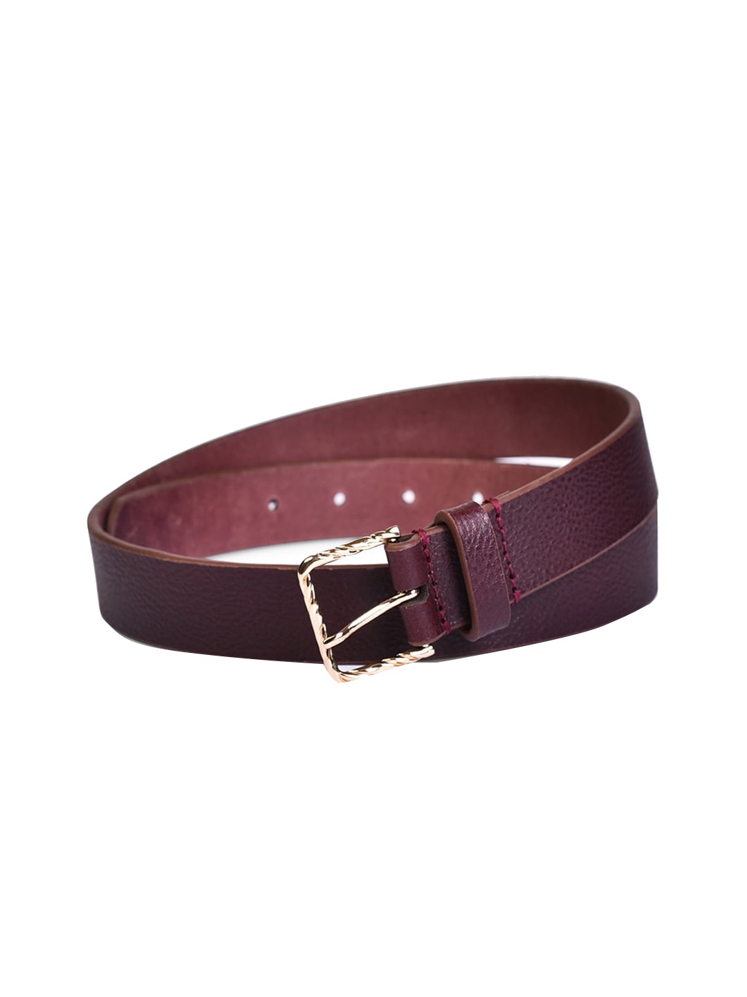 

Belwaba Women Brown Textured Leather Belt