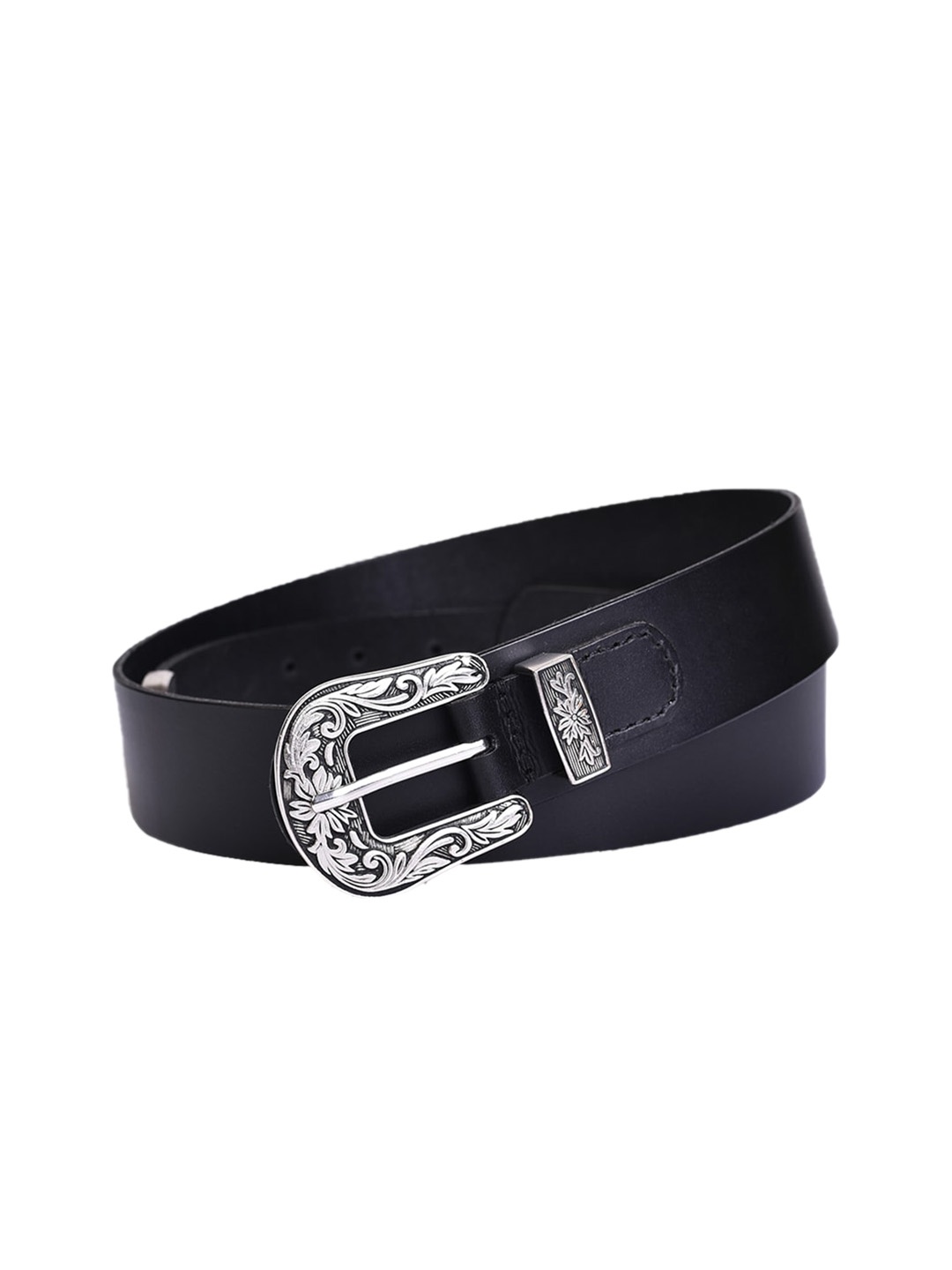 

Belwaba Women Black Solid Leather Belt