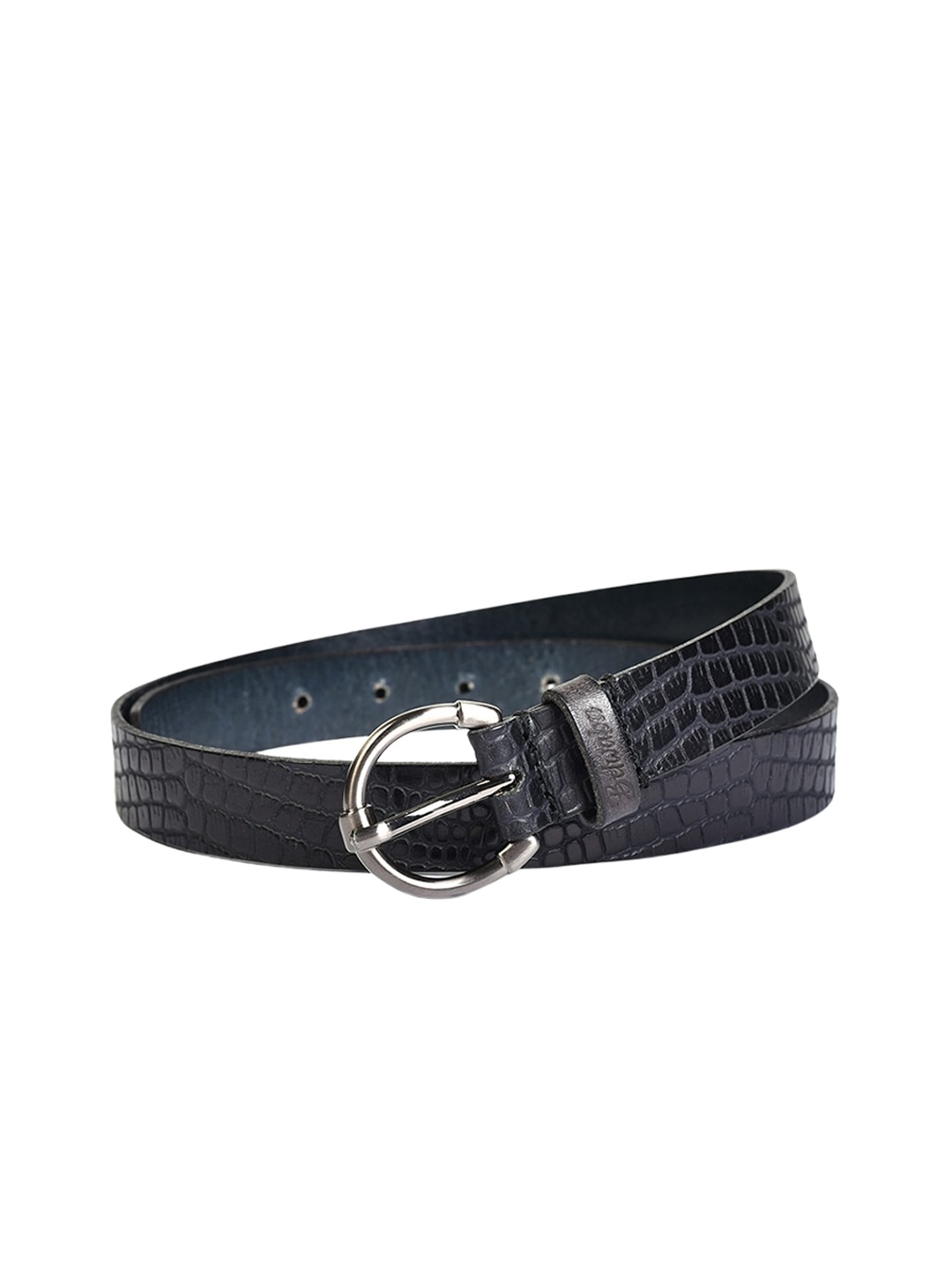 

Belwaba Women Black Textured Leather Belt