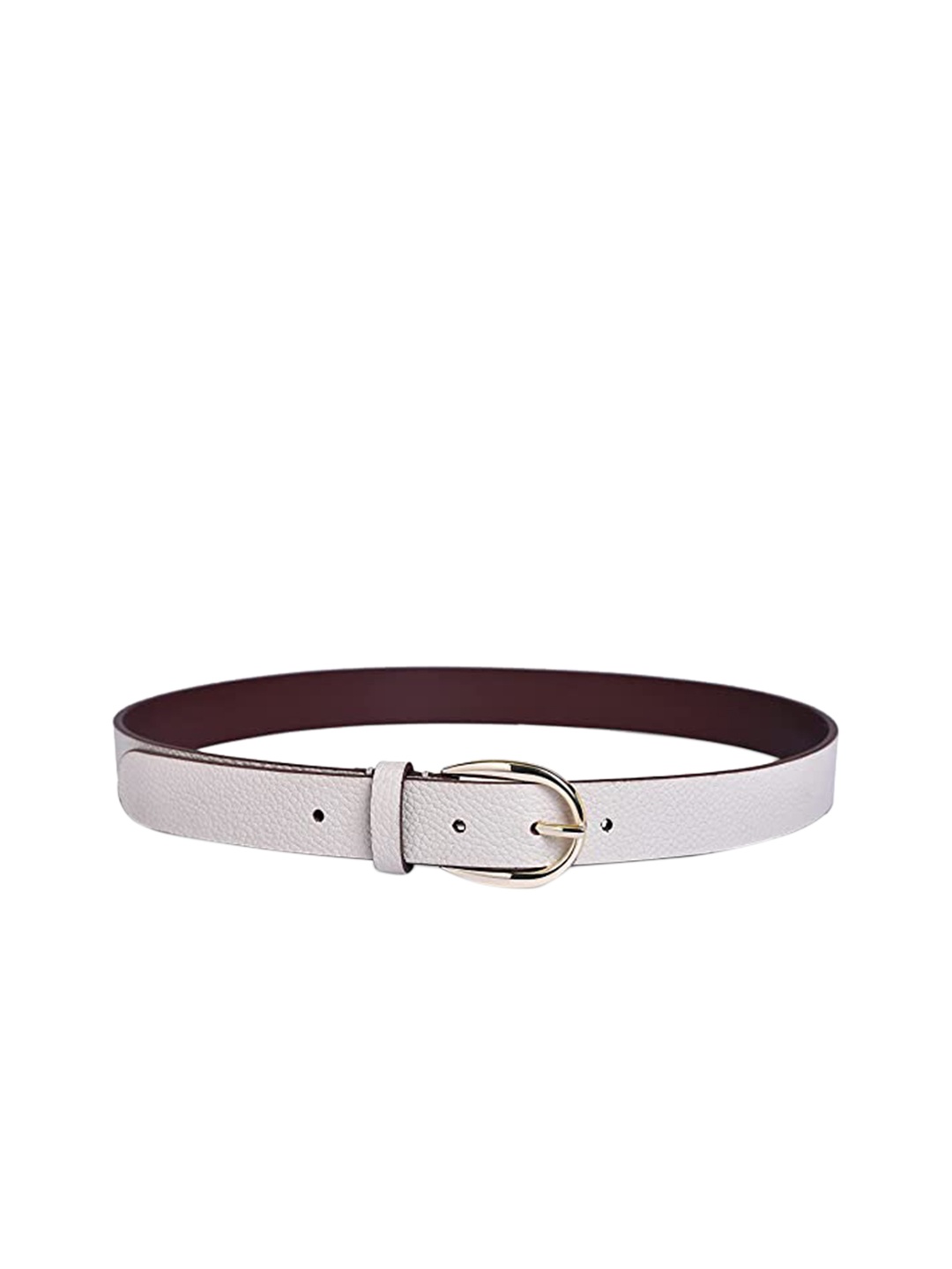 

Belwaba Women Cream-Coloured Textured Leather Formal Belt