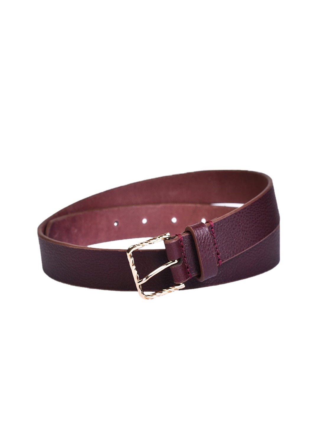 

Belwaba Women Brown Textured Leather Formal Belt